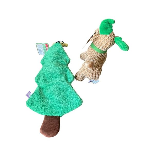 Holiday Dog Toys Set: Multipet Squeaky Plush Christmas Tree & Reindeer - Picture 6 of 9